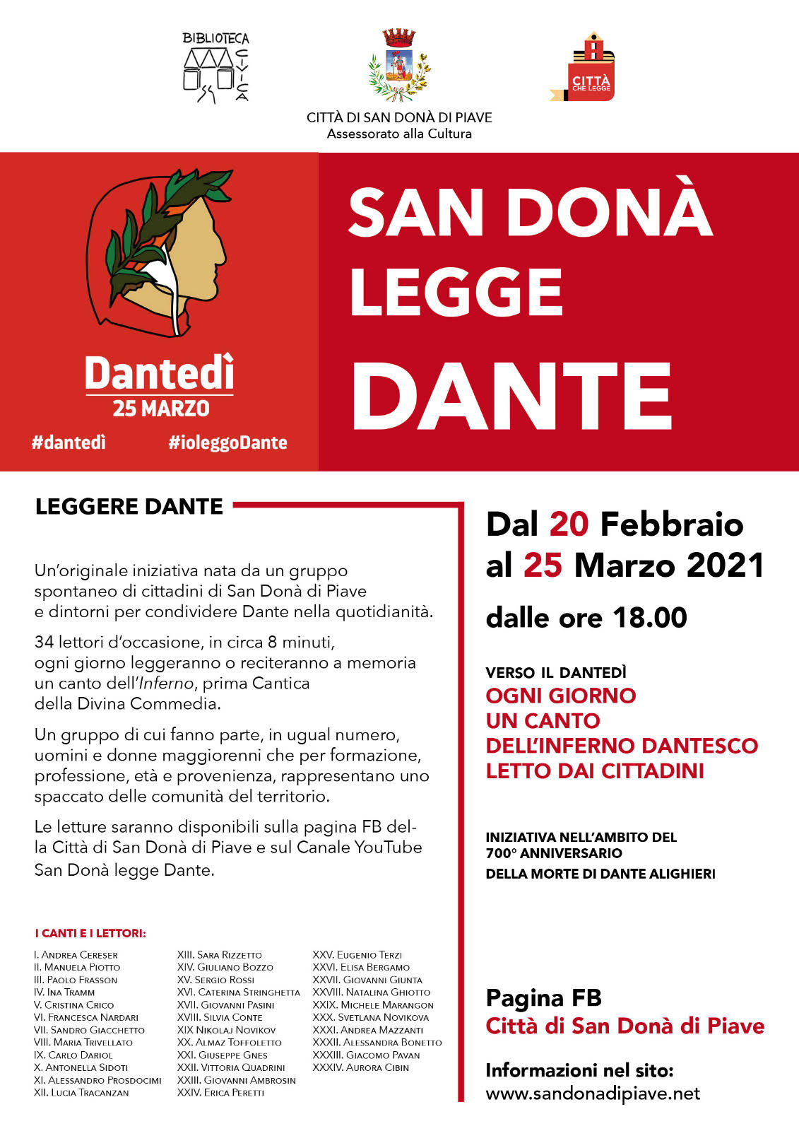 Immagine #Danteday: San Donà reads Dante