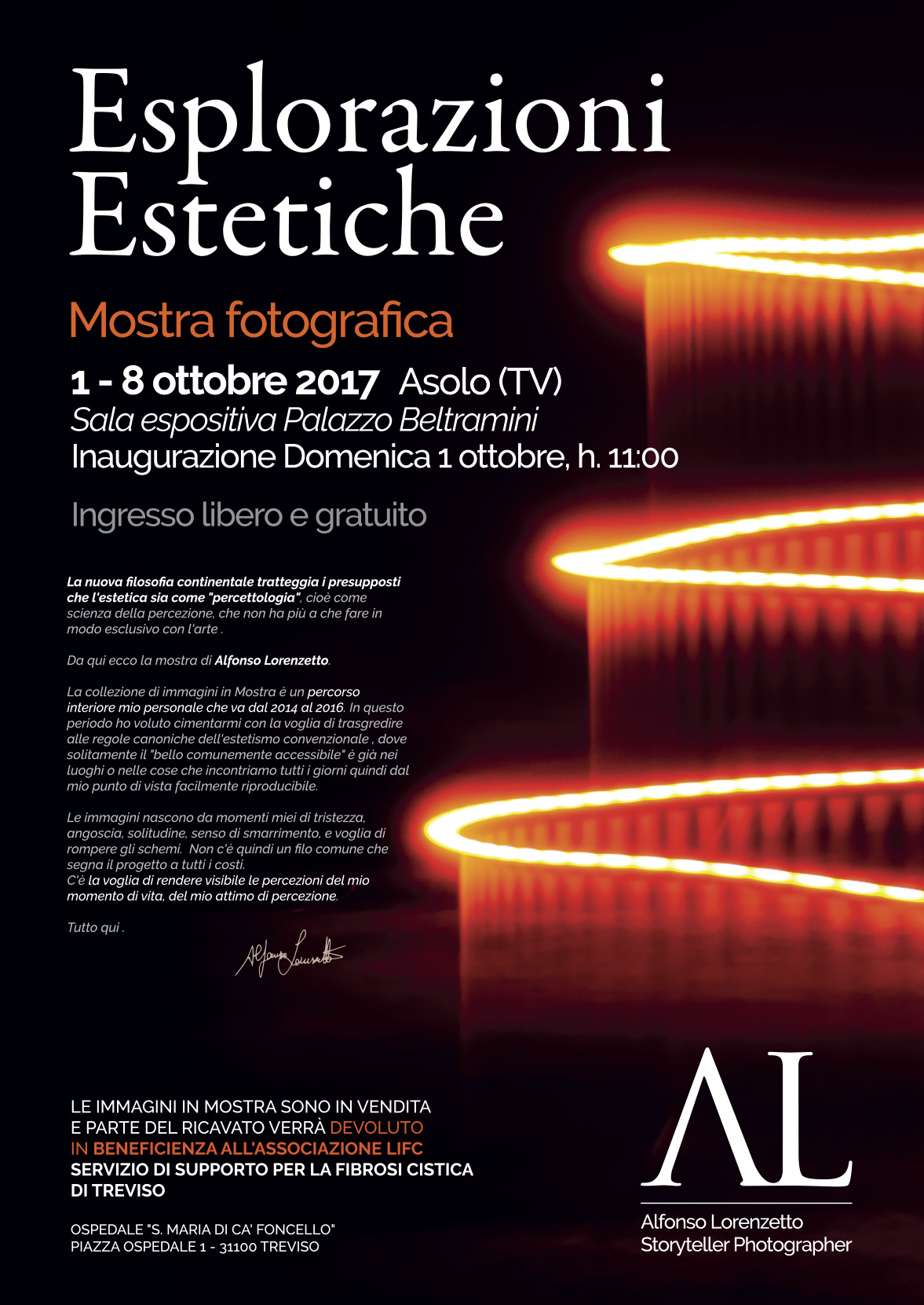 Esplorazioni Estetiche. Anteprima ad Asolo della nuova mostra del “fotografo delle emozioni”.Dal 1 all’8 ottobre 2017 presso Sala espositiva di Palazzo Beltramini ( Municipio di Asolo) .