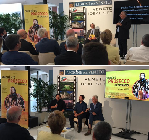 Alla Mostra del Cinema a Venezia nel padiglione della Regione Veneto presentato  film “Finché c’è Prosecco c’è speranza” di Treviso Film Commission.