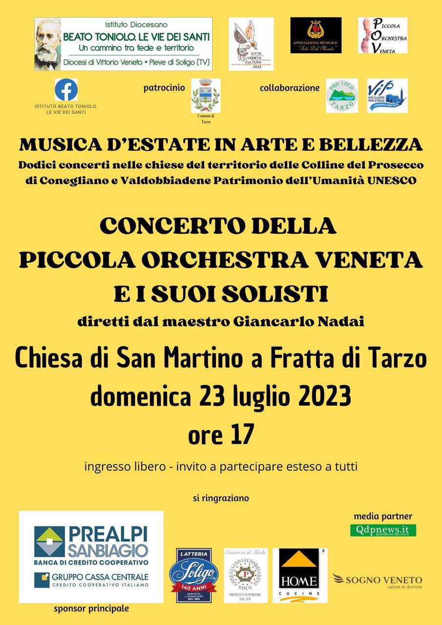 locandina concerto piccola orchestra veneta 23 luglio 2023 a Fratta di Tarzo
