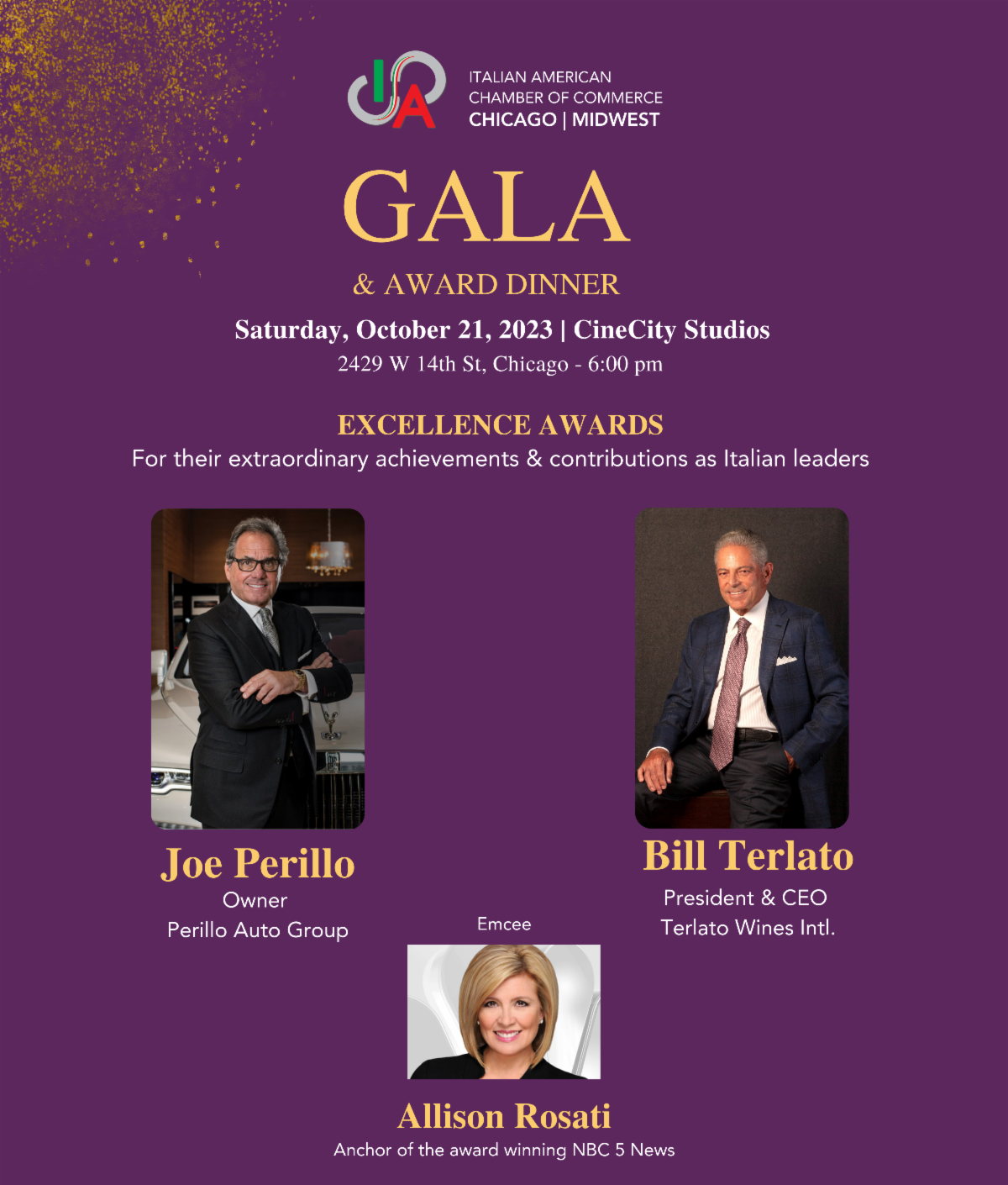 IACC Chicago – eventi 21-22-23 Ottobre: Vinitaly edizione USA e cena di gala in onore di Joe Perillo e Bill Terlato