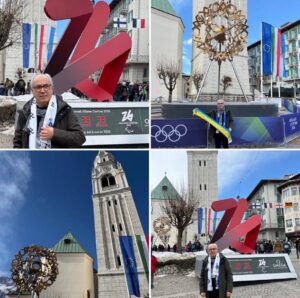 Collage di foto che raffigurano il Presidente Mario Pozza in visita a Cortina d'Ampezzo Collage di foto che raffigurano il Presidente Mario Pozza in visita a Cortina d'Ampezzo