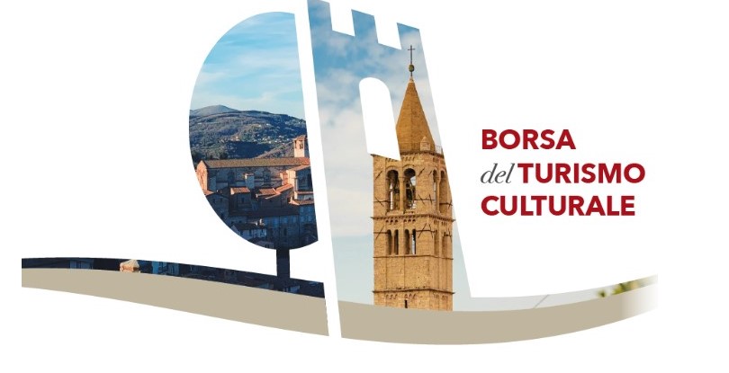 Loghi in alto Borsa Turismo Culturale con paesaggio campanile