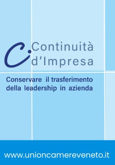 RETTANGOLO AZZURRO CON RIQUADRI CHIARI E SCURI SOPRA SCRITTA CONTINUITà IMPRESA CONSERVARE L TRASFERIMENTO DELLA LEADERSHIP IN AZIENDA