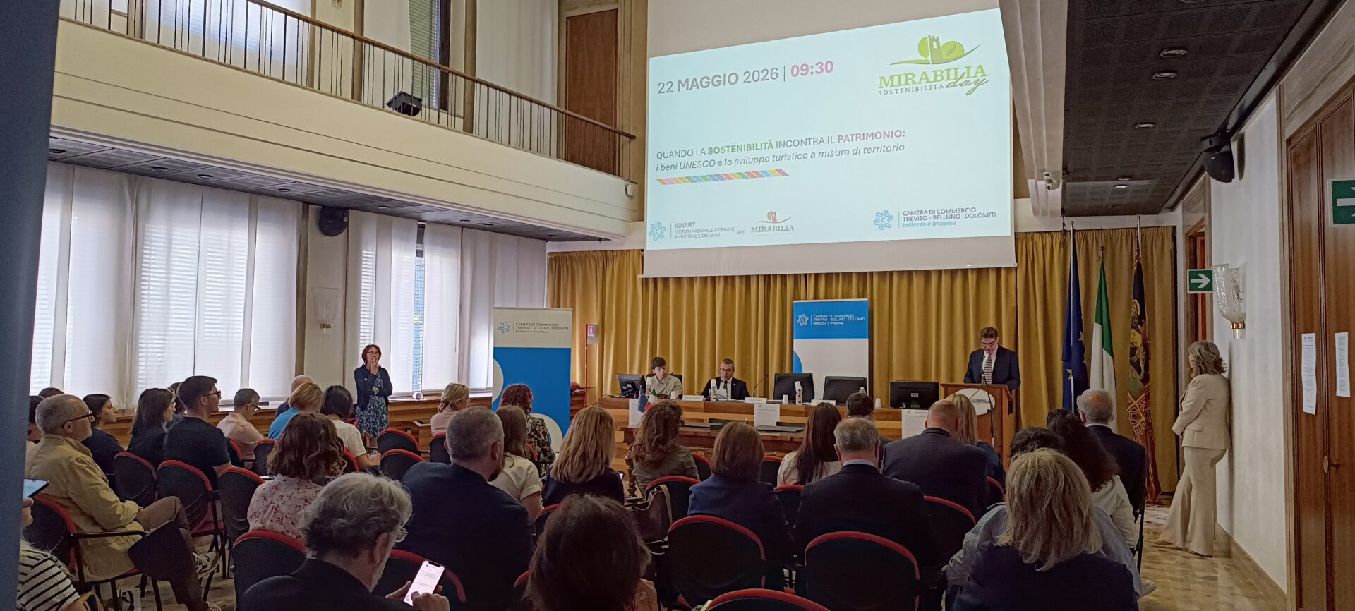 Sala della sede camerale di Treviso nella quale si è tenuto l'evento mirabilia in occasione della presentazione della carta nazionale della sostenibilità (venerdì 22 maggio 2026)