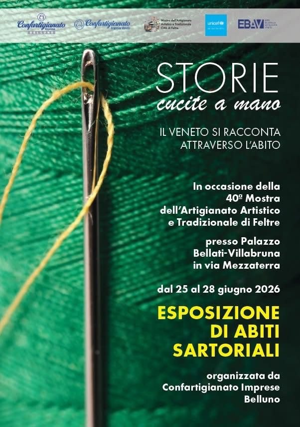 Storie cucite a mano - Il Veneto si racconta attraverso l'abito. Dal 25 al 28 giugno 2026 presso Palazzo Bellati - Villabruna in via Mezzaterra
