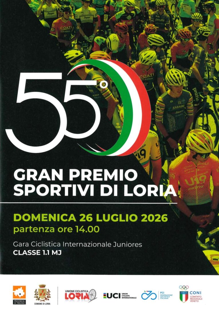 Locandina 55 Gran premio sportivi di Loria - Domenica 26 luglio 2026 partenza ore 14.00 Locandina 55 Gran premio sportivi di Loria - Domenica 26 luglio 2026 partenza ore 14.00