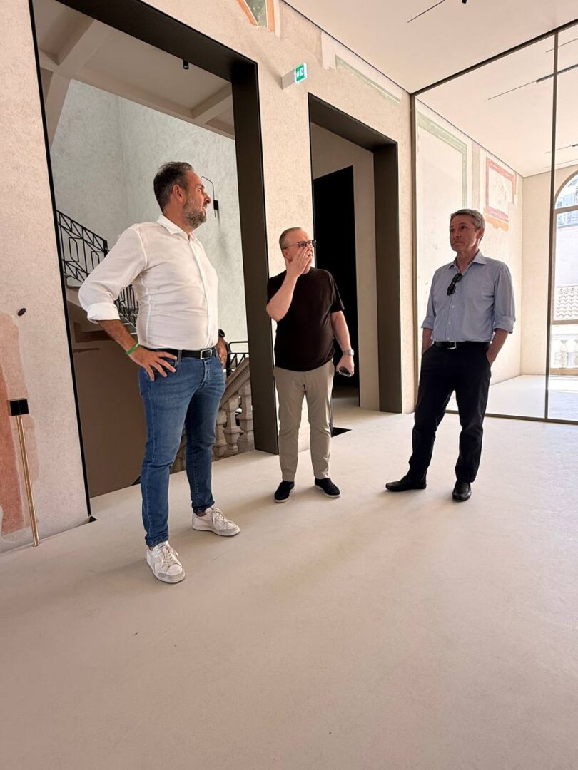 Il Sindaco di Treviso Mario Conte, il Presidente della Camera di Commercio di Treviso-Belluno | Dolomiti Francesco De Bettin e il Segretario Generale f.f. Francesco Rossato durante il sopralluogo a Palazzo Da Borso
