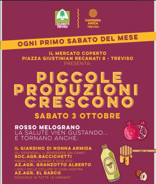 grafica con fondo bordeaux e scritte in giallo e alcuni disegni di bottiglie di latte miele melograno
