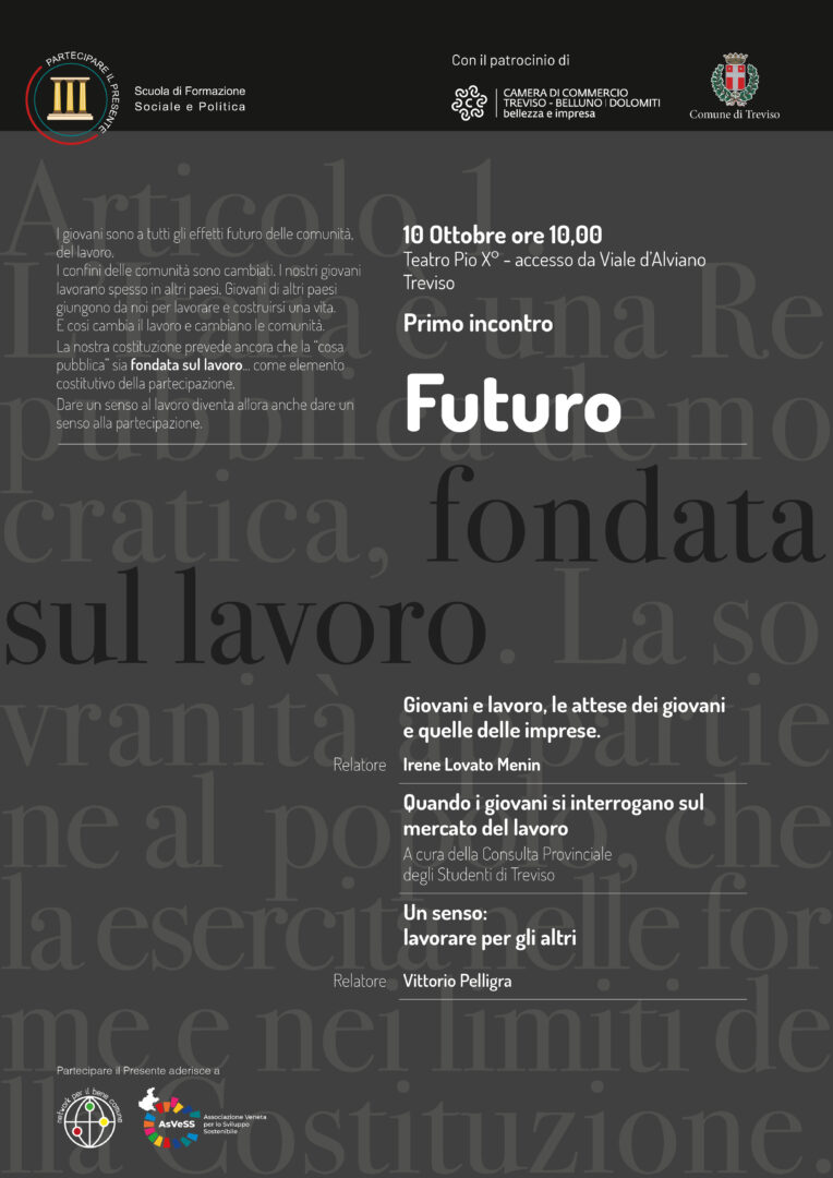 Convegno-Futuro 10_10 locandina sfondo grigio e le scritte in bianco e nere